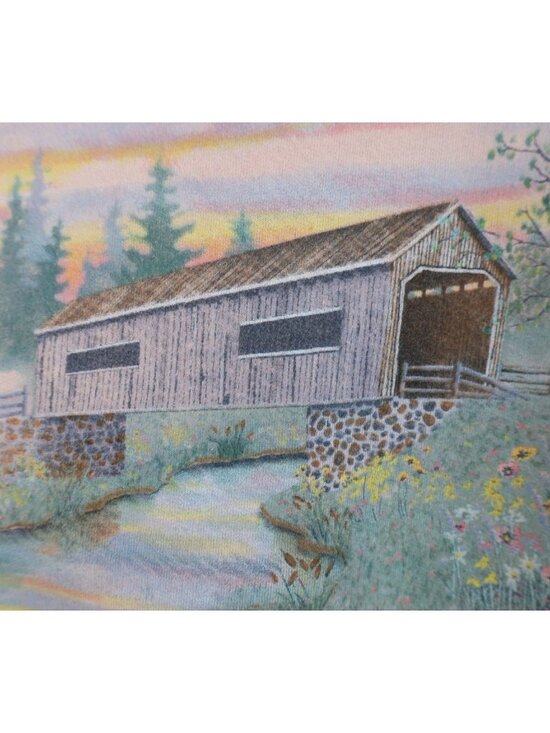 Vintage 90s Streetwear Womens Large Branson All Over Print Flower Sweatshirt USA - Picture 6 of 14